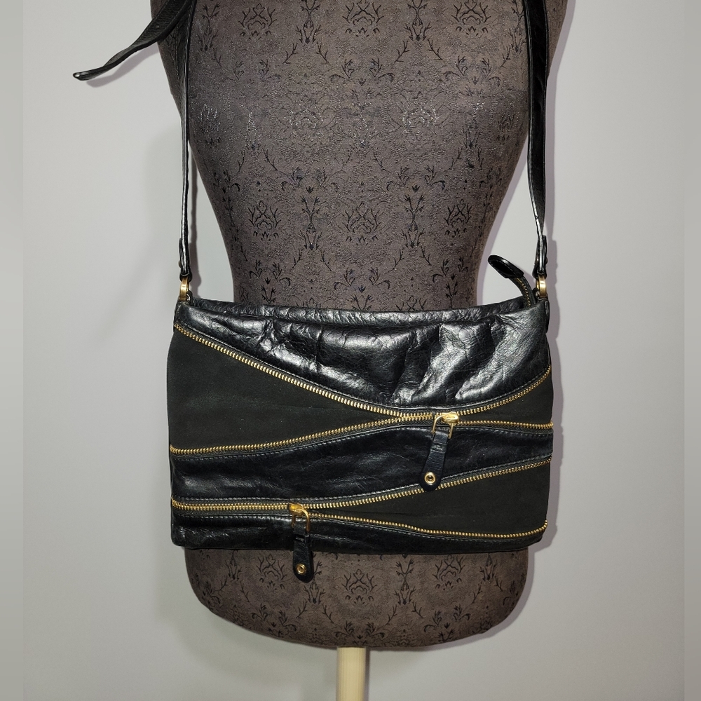 Cole Haan black genuine leather crossbody shoulder bag